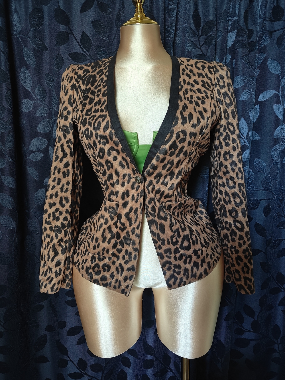Leopard Print Women’s Blazer Jacket - Brown/Black